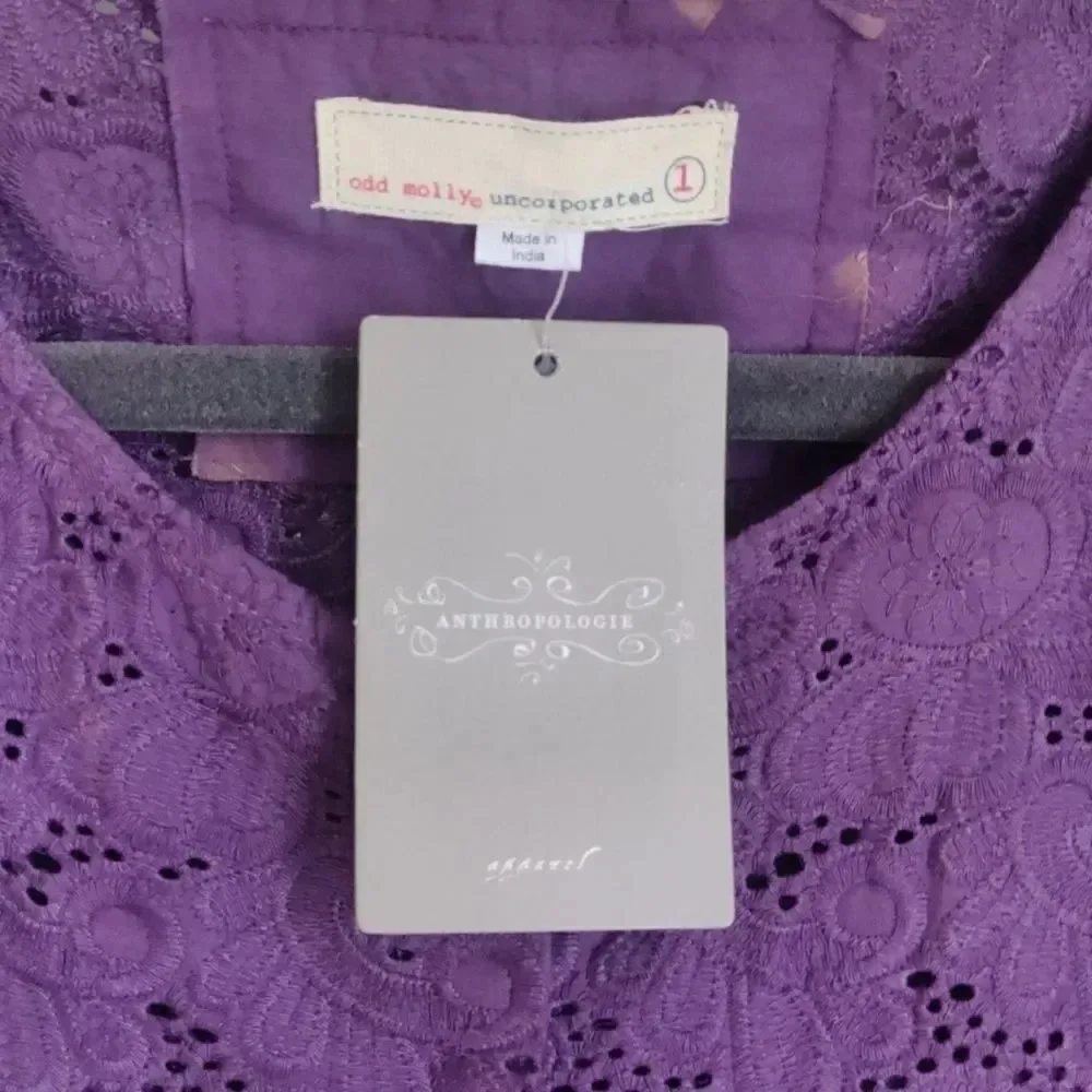 NWT $168 Odd Molly Purple and White Tank Top